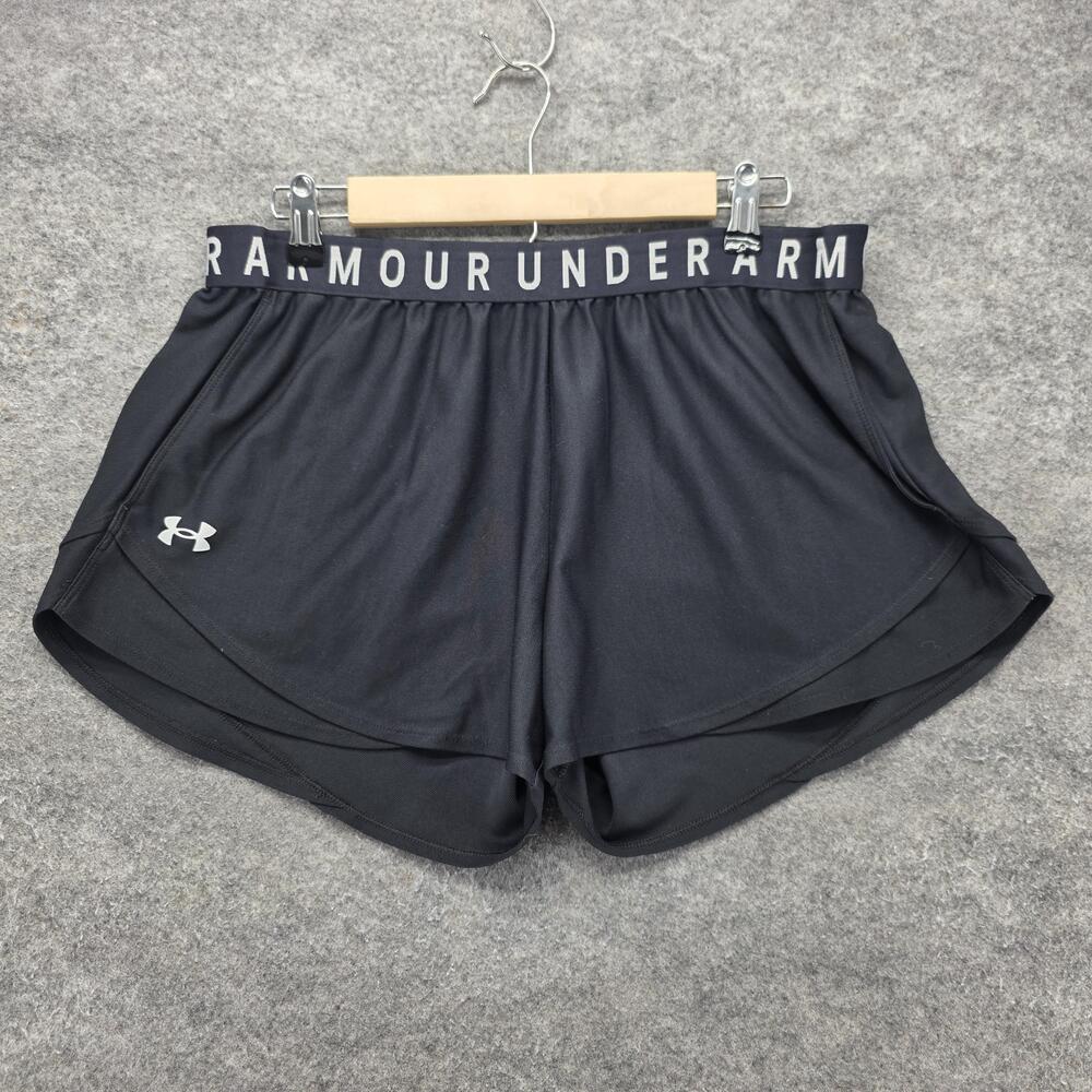 Under Armour Shorts Womens XL Black 3 In Athletic Pockets Elastic Waist HeatGear